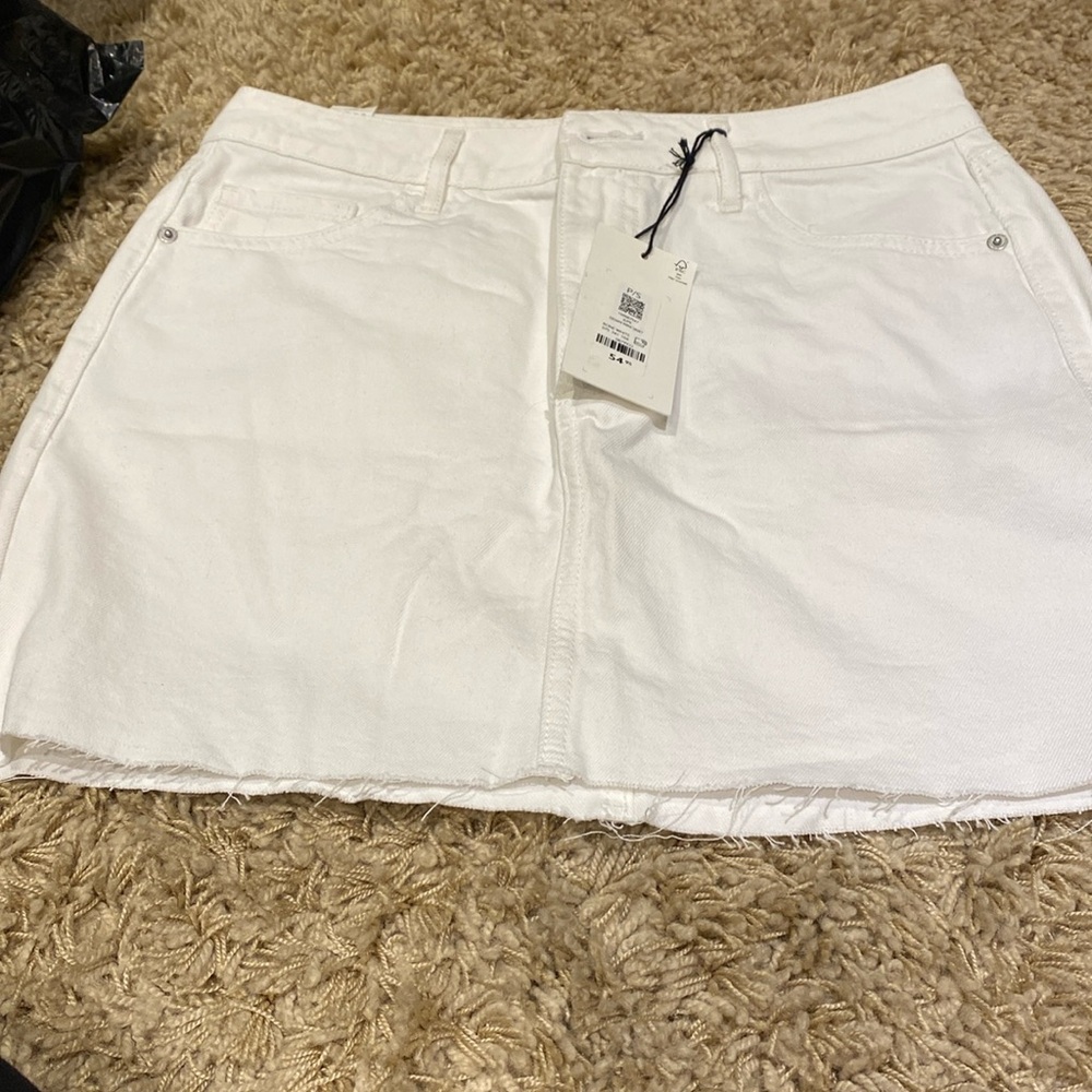 NWT Dynamite white denim mini skirt frayed hem